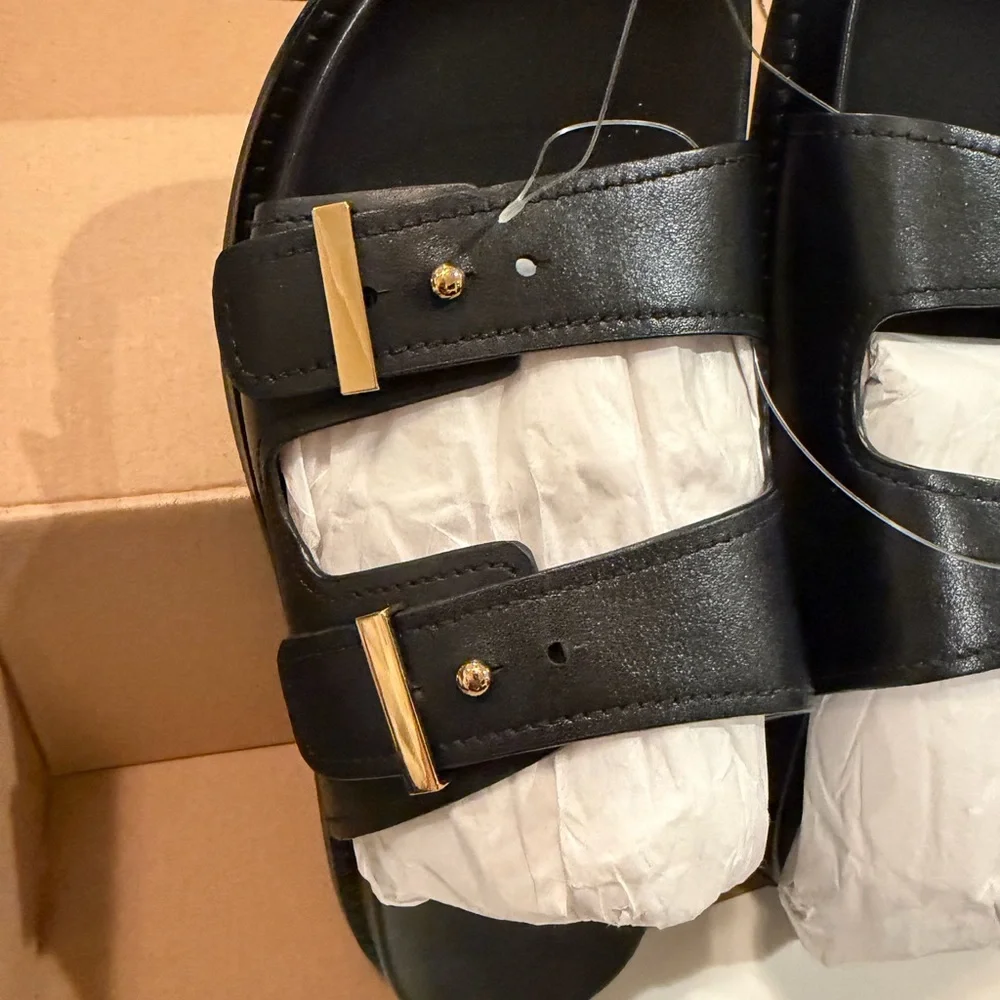 NWT Cole Haan Black Marisol Footbed Womens Sandals